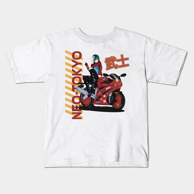 Neo-Tokyo Samurai Kids T-Shirt by SimonBreeze